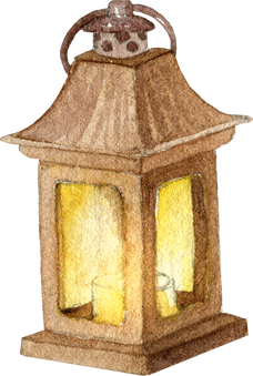Watercolor vintage lantern