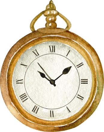 Watercolor vintage clock