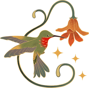 Hummingbird Flower Vintage Faecore Elements, Fashion & Creatures