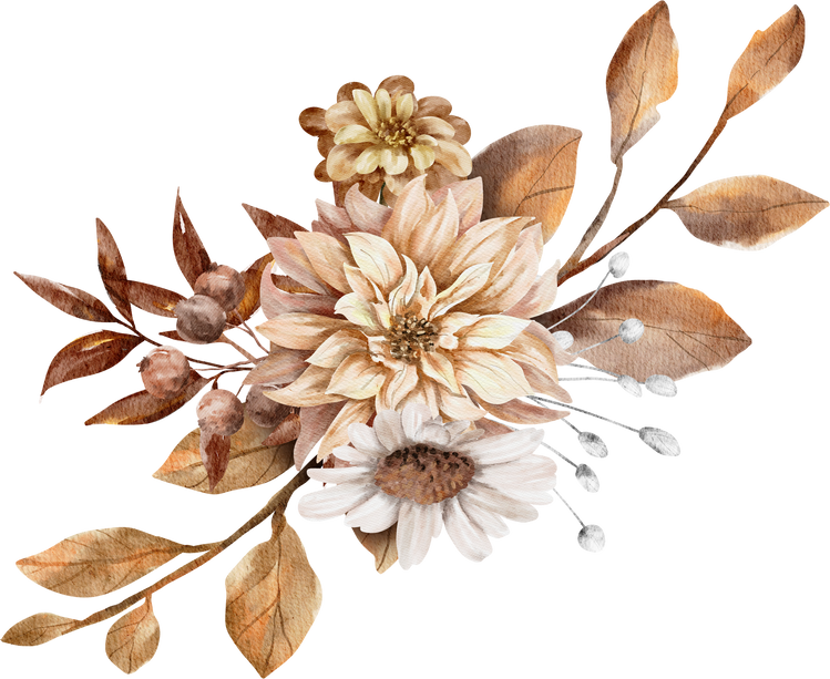 Vintage Autumn Flower Bouquets watercolor